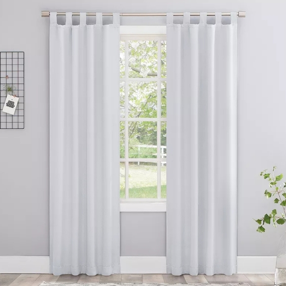 Sun Zero One Tab Top Curtain Panel 40x95 White Room Darkening - Picture 1 of 3